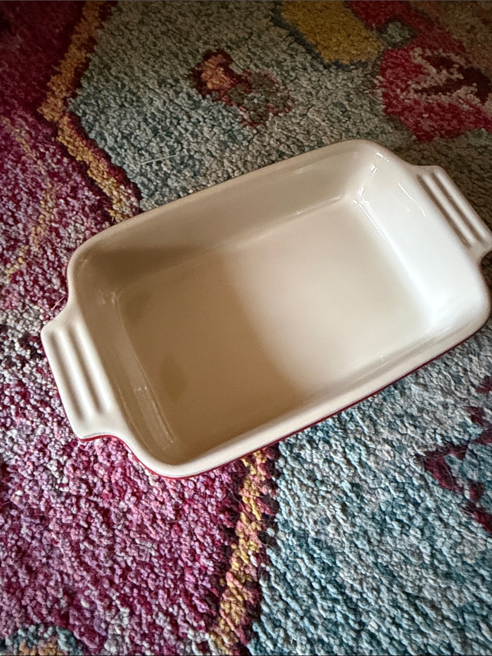 Le Creuset Cerise Red Stoneware Baking Dish with Cream Interior - Picture 5 of 7